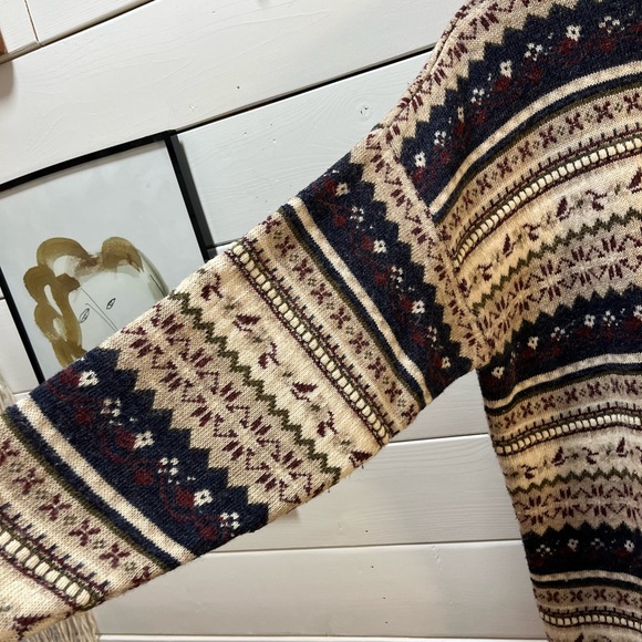 San Francisco Vintage Fair Isle Turtleneck Sweater – Beige – Size L/G - Picture 6 of 9